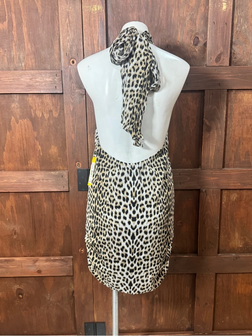 Alice + Olivia Halter Tie-Neck Leopard Dress - Picture 2 of 7